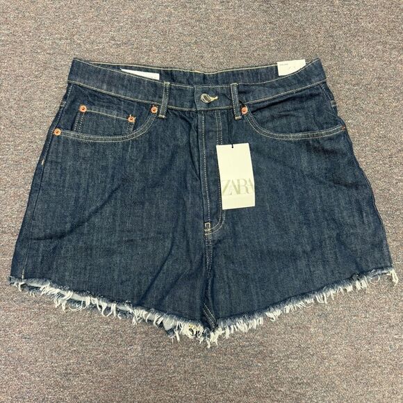 Zara High Rise Jean Shorts Size 12 NWT - Picture 1 of 9